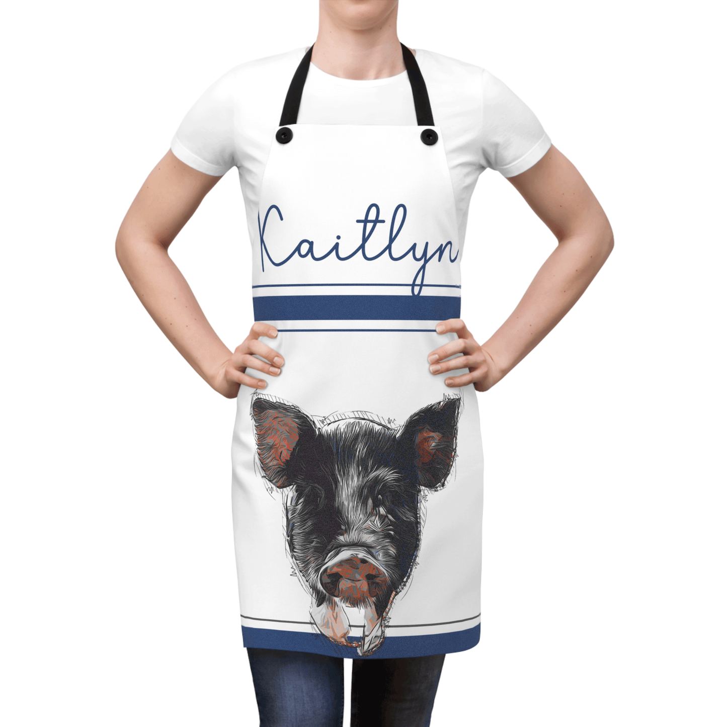 Mom Apron: Personalized Cute Pig Country Apron for My Mother | Kitchen Gift