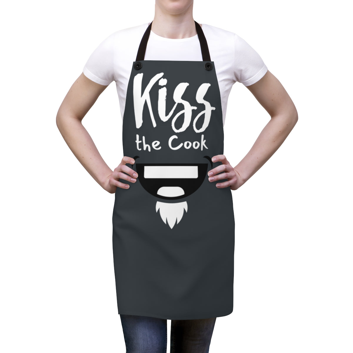 Stepdad Apron: Funny Kiss the Cook BBQ Grilling Apron for Dad | Father's Day Gift