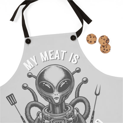Boyfriend Apron: Space Alien Funny Apron | My Meat is Outta This World | Funny B-Day Gift Boyfriend