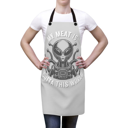 Boyfriend Apron: Space Alien Funny Apron | My Meat is Outta This World | Funny B-Day Gift Boyfriend