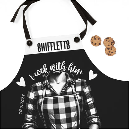 Couple Apron: Newlywed Country Kitchen | I Cook With Him & Her Couples Gifts for Wedding Present