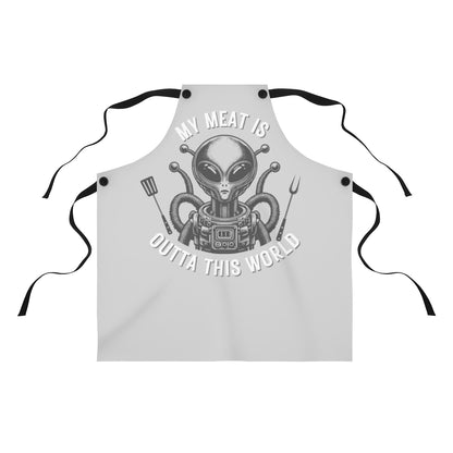 Boyfriend Apron: Space Alien Funny Apron | My Meat is Outta This World | Funny B-Day Gift Boyfriend