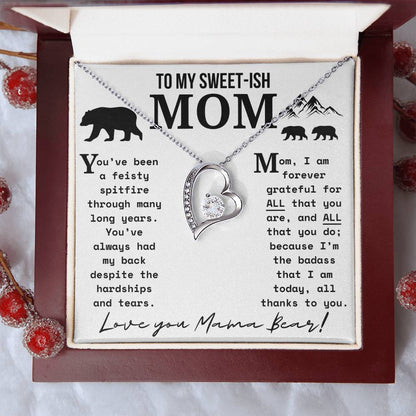 A Necklace for My Mom: To My Sweet-ish Mom | Mama Bear Forever Love Necklace Gift Box | Heartfelt Present