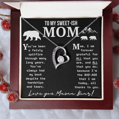 A Necklace for My Mom: To My Sweet-ish Mom | Mama Bear Forever Love Necklace With Gift Box | Mom Gifts