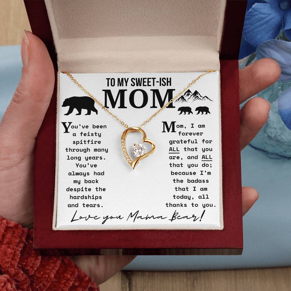 A Necklace for My Mom: To My Sweet-ish Mom | Mama Bear Forever Love Necklace Gift Box | Heartfelt Present