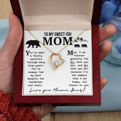 A Necklace for My Mom: To My Sweet-ish Mom | Mama Bear Forever Love Necklace Gift Box | Heartfelt Present