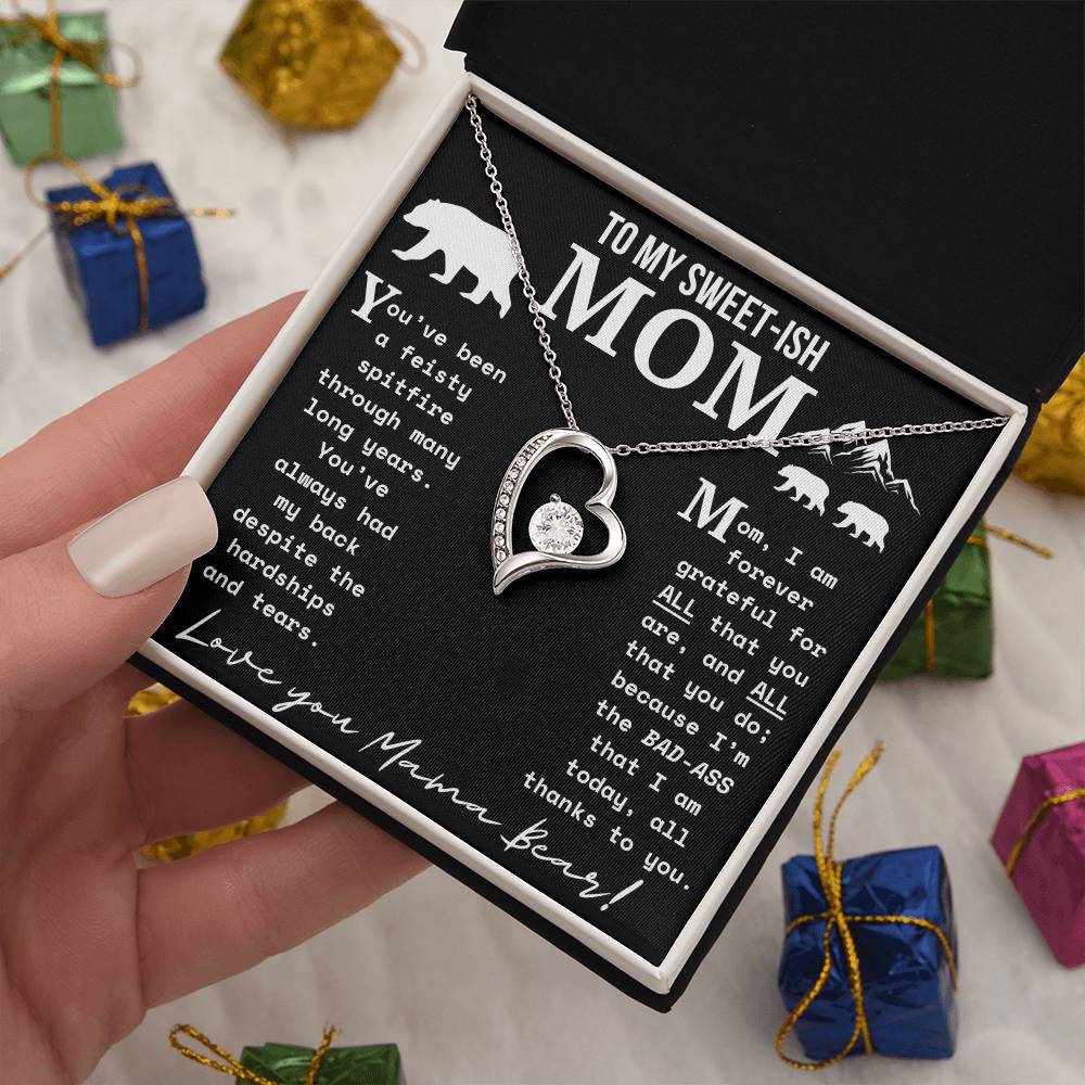 A Necklace for My Mom: To My Sweet-ish Mom | Mama Bear Forever Love Necklace With Gift Box | Mom Gifts