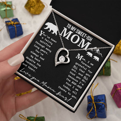 A Necklace for My Mom: To My Sweet-ish Mom | Mama Bear Forever Love Necklace With Gift Box | Mom Gifts