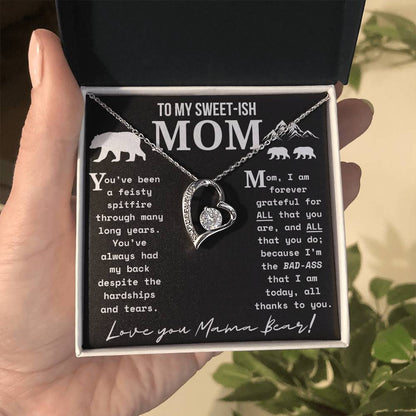 A Necklace for My Mom: To My Sweet-ish Mom | Mama Bear Forever Love Necklace With Gift Box | Mom Gifts