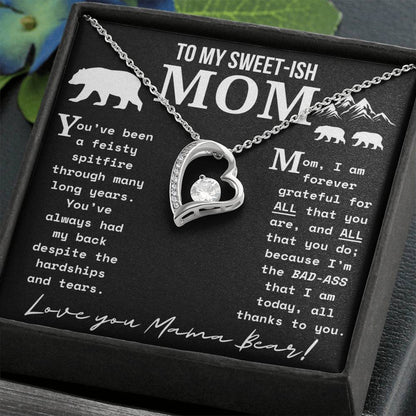 A Necklace for My Mom: To My Sweet-ish Mom | Mama Bear Forever Love Necklace With Gift Box | Mom Gifts