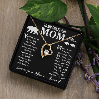 A Necklace for My Mom: To My Sweet-ish Mom | Mama Bear Forever Love Necklace With Gift Box | Mom Gifts