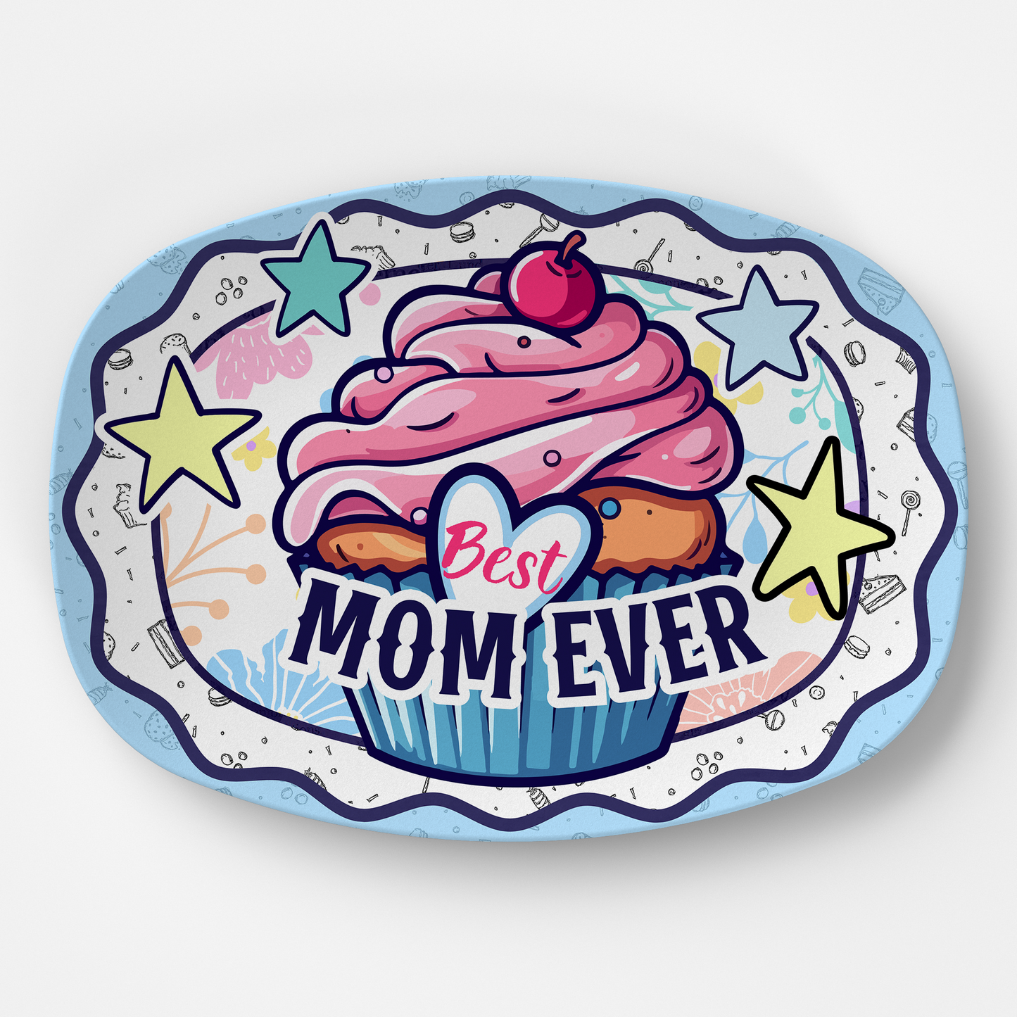 Mom Platter: The Best Mom Ever Cupcake Treat Platter | Mother's Day & Birthday Gift for Mom