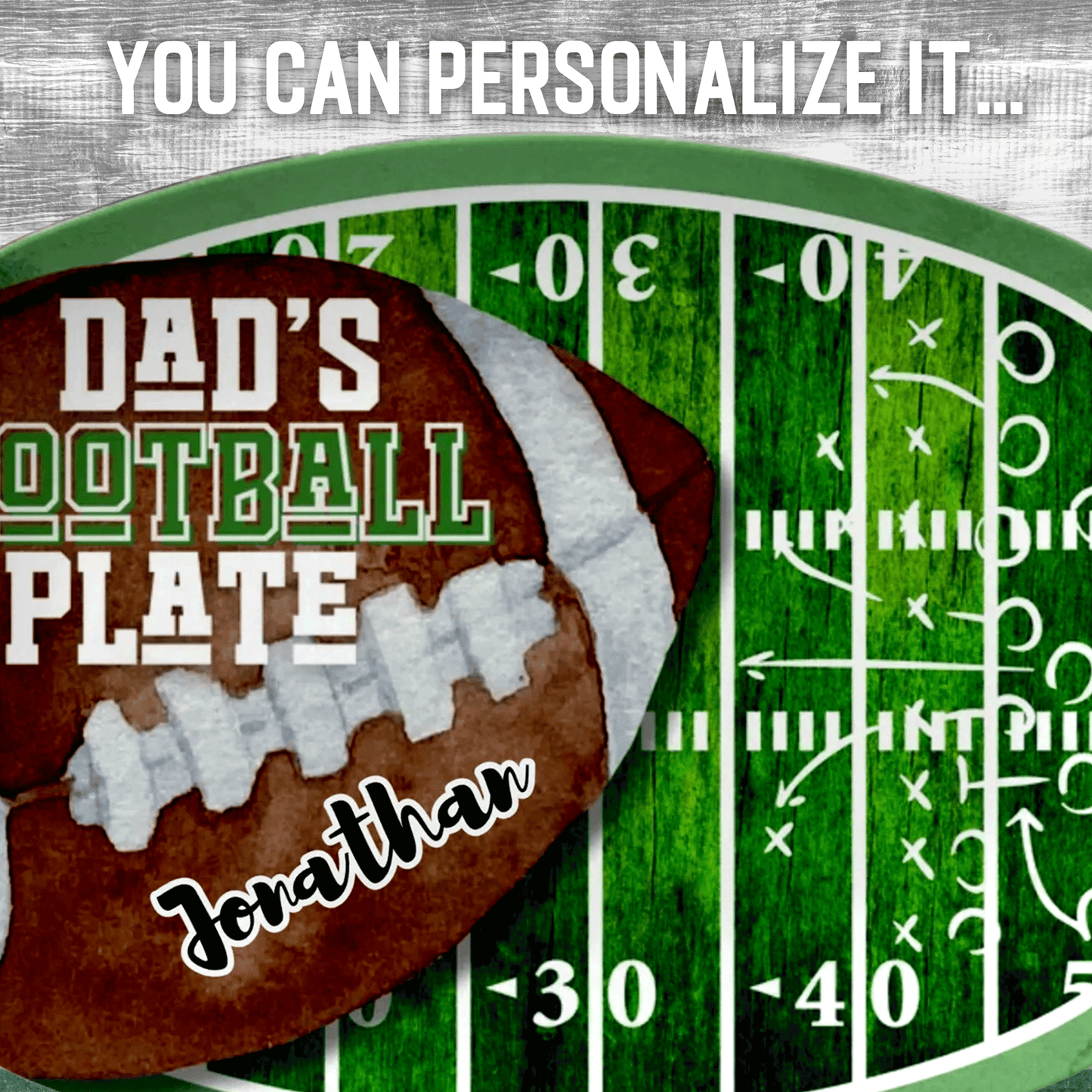 Dad Platter: Personalized Football Lover's Snack Platter for Dad | Perfect Birthday, Father's Day Gift for Men
