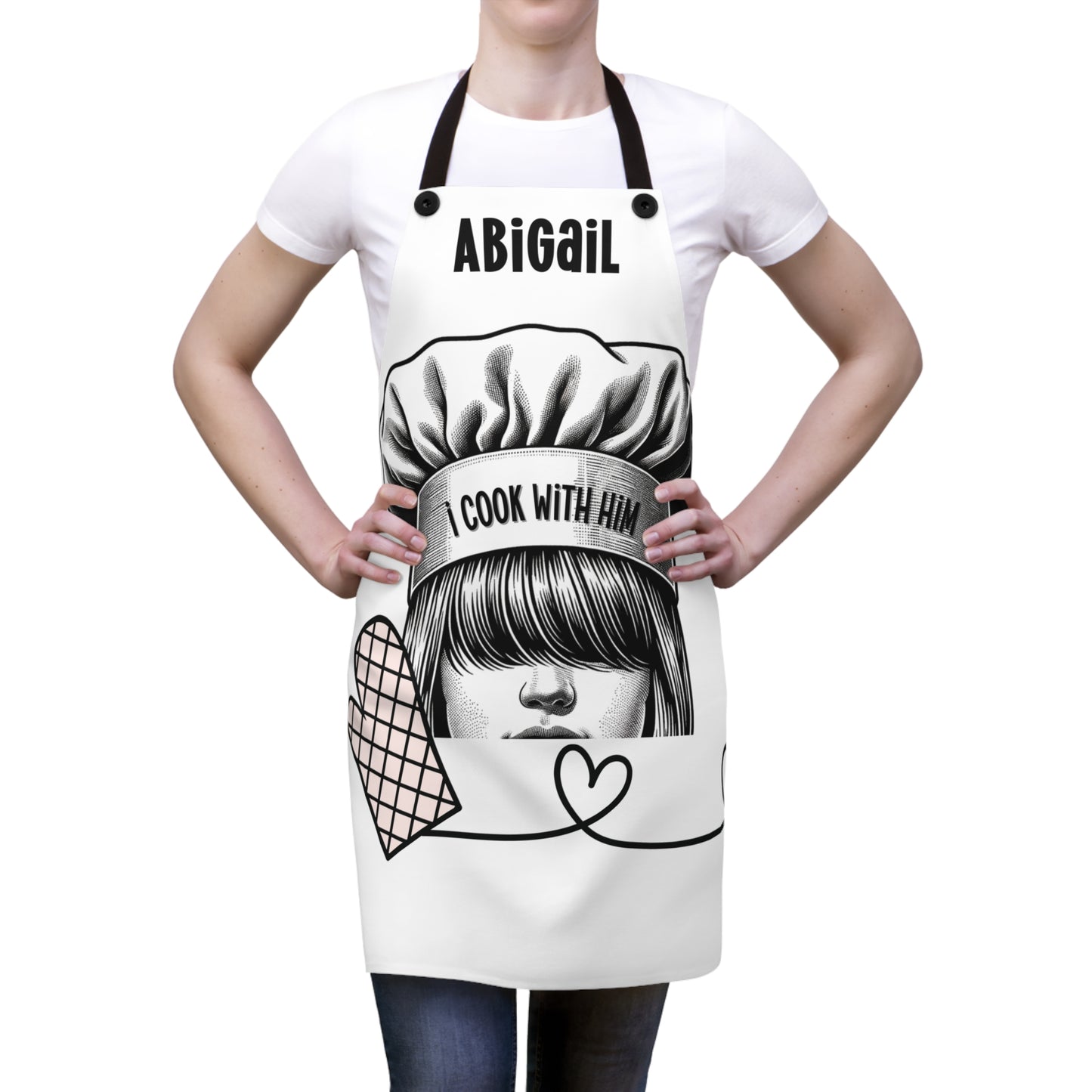 Couple Apron: Oven Mitt Heartstrings Couple Apron | Boyfriend Gift Apron | Anniversary Gift for Him & Her