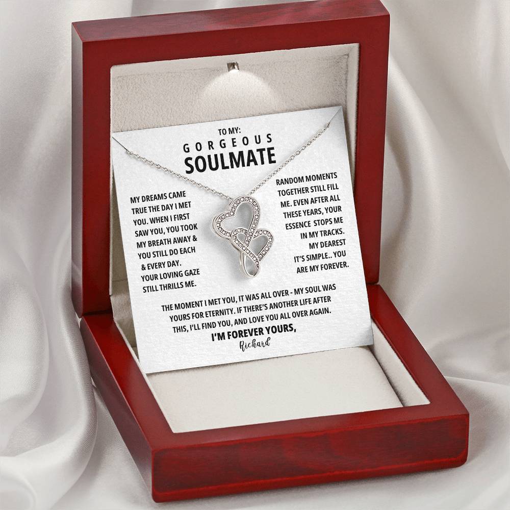 A Necklace for My Soulmate: My Dreams Came True The Day I Met You | Wife Gifts | Anniversary Heart-to-heart Pendant Necklace
