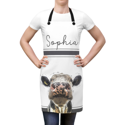 Mom Apron: Personalized Rustic Cow Country Apron for My Mother | Kitchen Gift