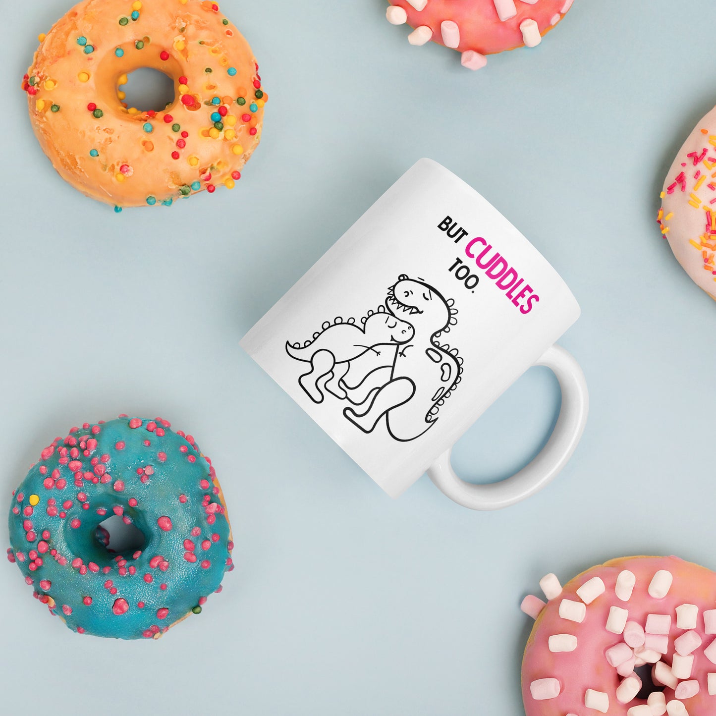 Mom Mug: Mamasaurus Breathes Fire Coffee Mug - White