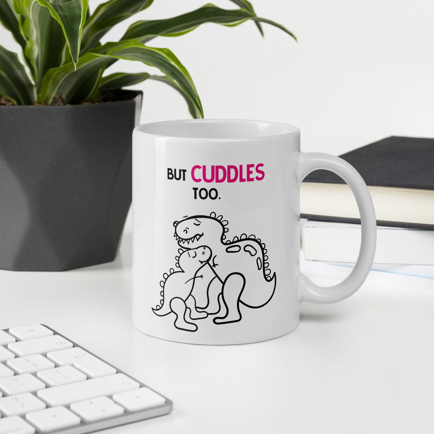 Mom Mug: Mamasaurus Breathes Fire Coffee Mug - White