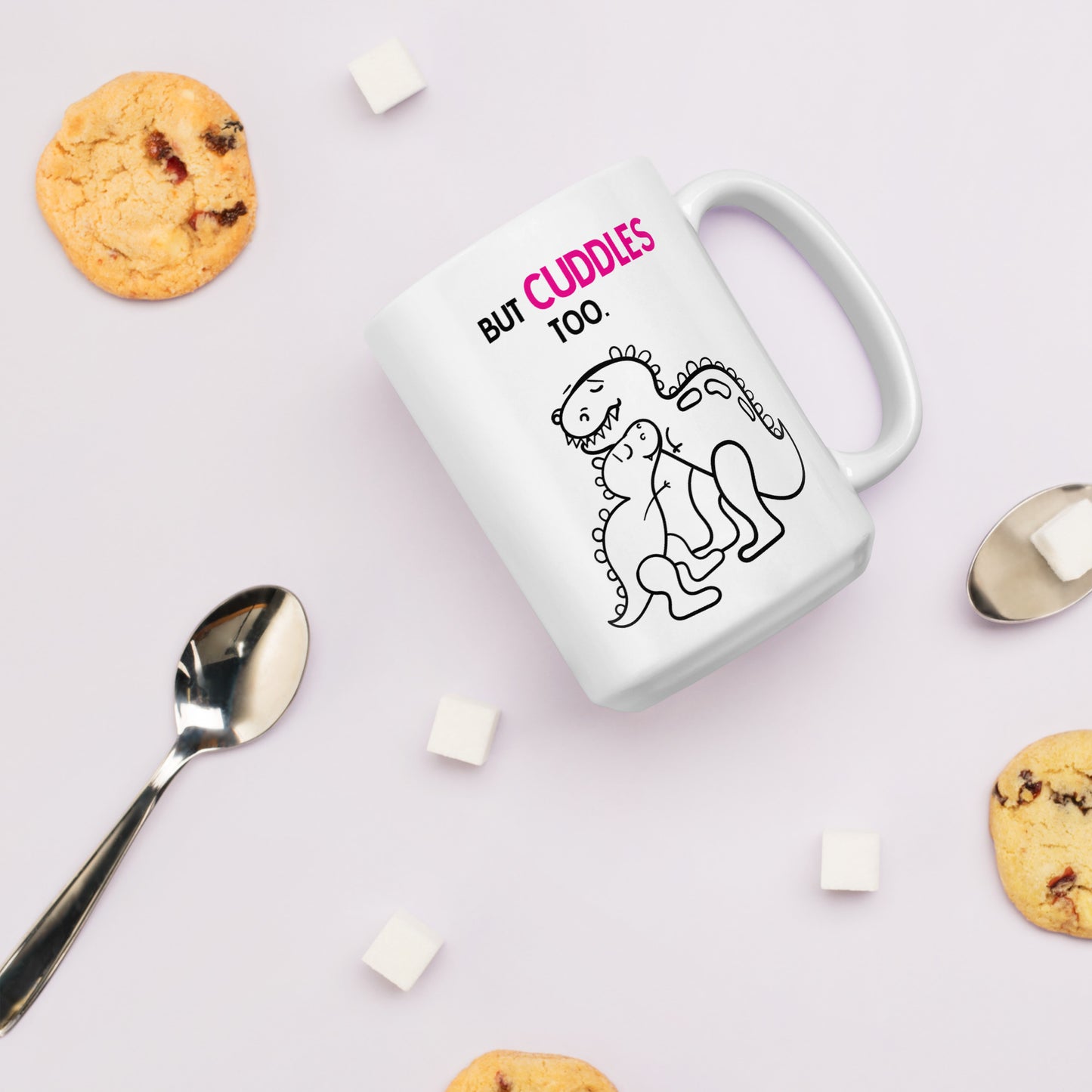 Mom Mug: Mamasaurus Breathes Fire Coffee Mug - White