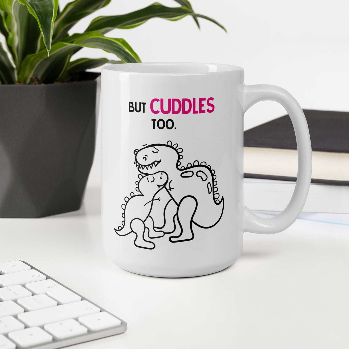 Mom Mug: Mamasaurus Breathes Fire Coffee Mug - White