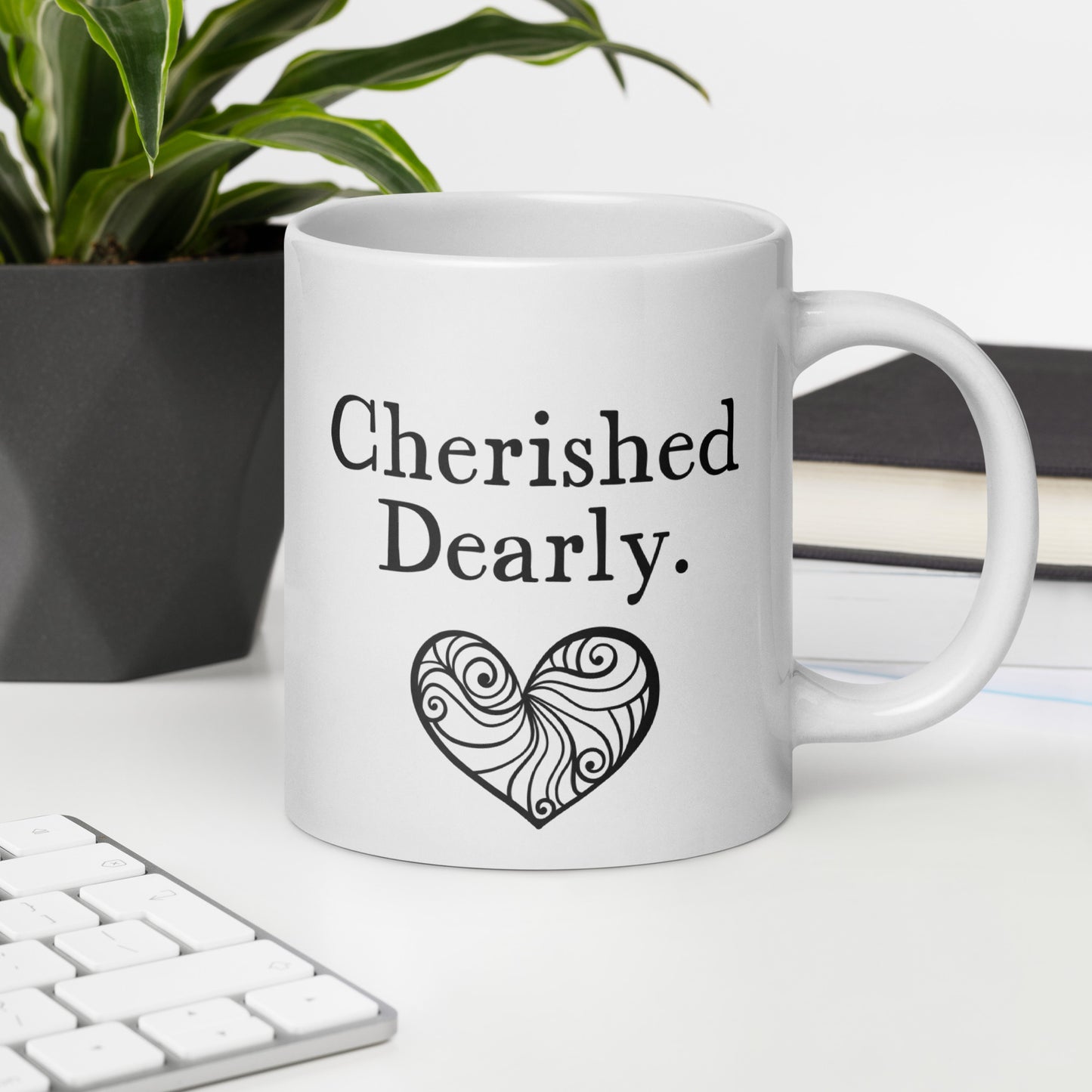 Granddaughter Mug: Cherished Dearly Coffee Mug Minimalist Word Gift for Her